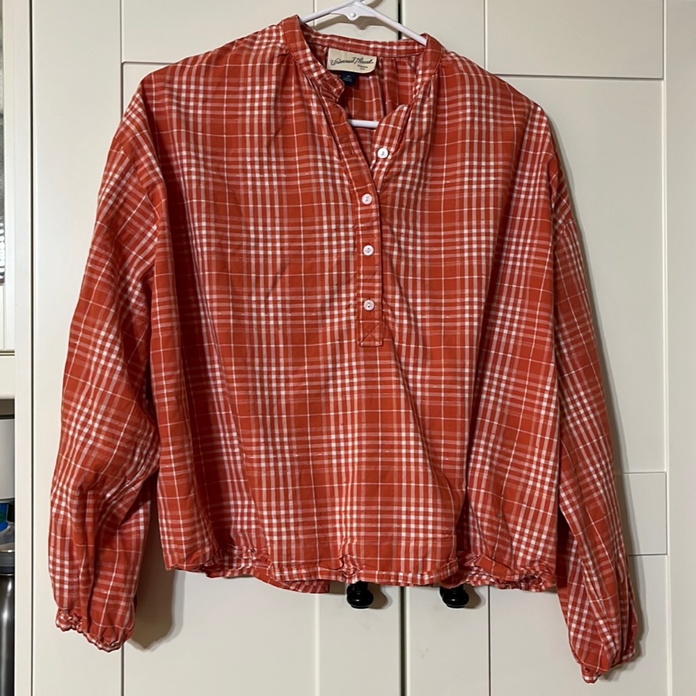 Orange Plaid Button up